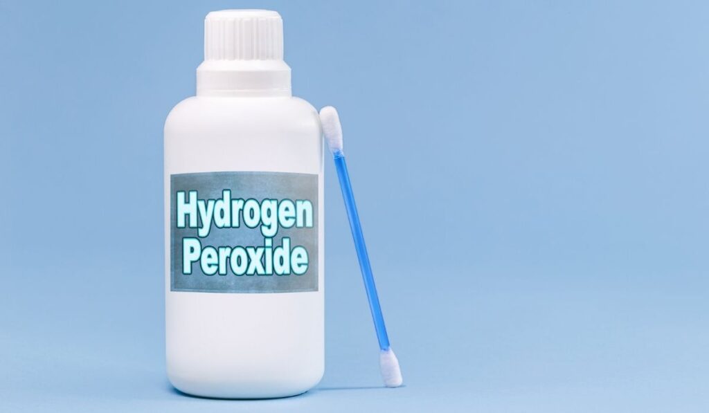 Hydrogen peroxide in isolated blue background