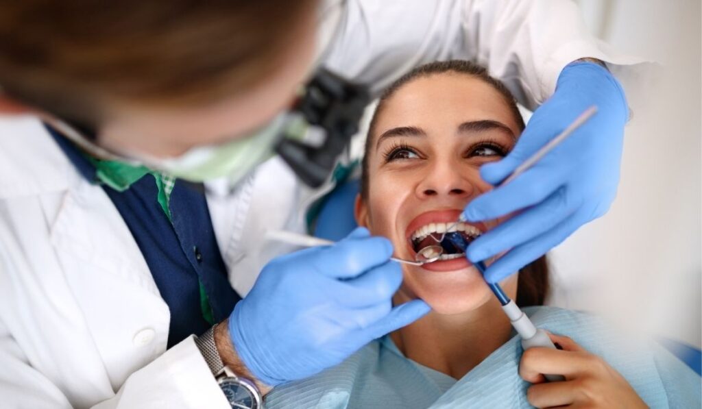Female patient on dental check up