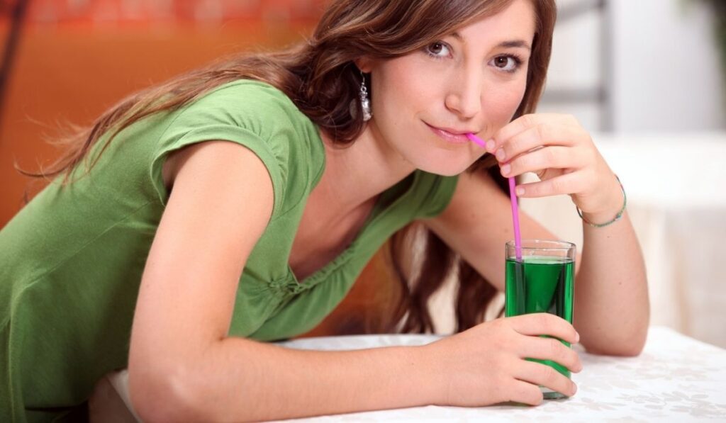 Woman drinking flavored water